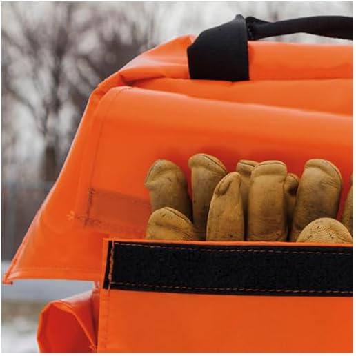 imageKlein Tools 5185ORA Tool Bag Backpack Made in USA Lineman Backpack Adjustable Padded Shoulder Straps DoubleStitched Bottom with Drain Holes Orange