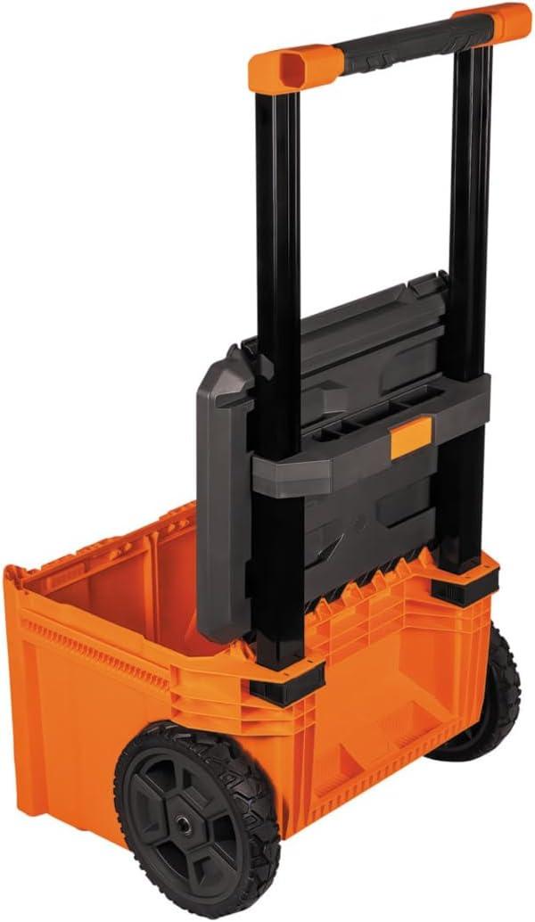imageKlein Tools 54802MB MODbox Rolling Tool Box Heavy Duty Portable Tool Organizer with Side Mounting 10Inch Rubber Wheels Removable Handle Deep Stackable SetOne Drawer Rolling Toolbox
