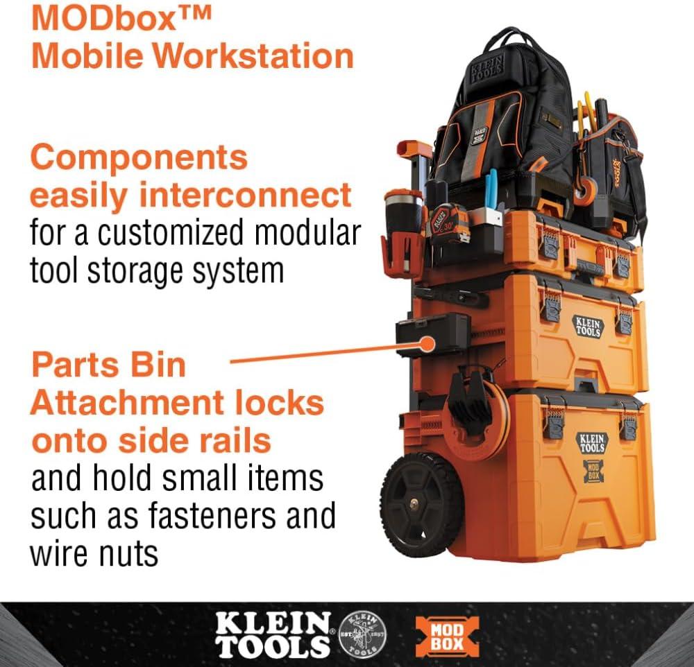 imageKlein Tools 54815MB MODbox Parts Bin Modular Tool Storage System Side Mounting Accessory Easy OneHanded Attachment Clear Lid