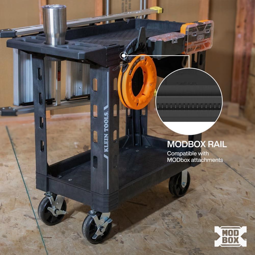 imageKlein Tools 54834MB MODBox Service Utility Cart 18Inch Width 6Inch Wheels Rolling Storage Cart Heavy Duty 500lb Capacity for Office Jobsite or Warehouse