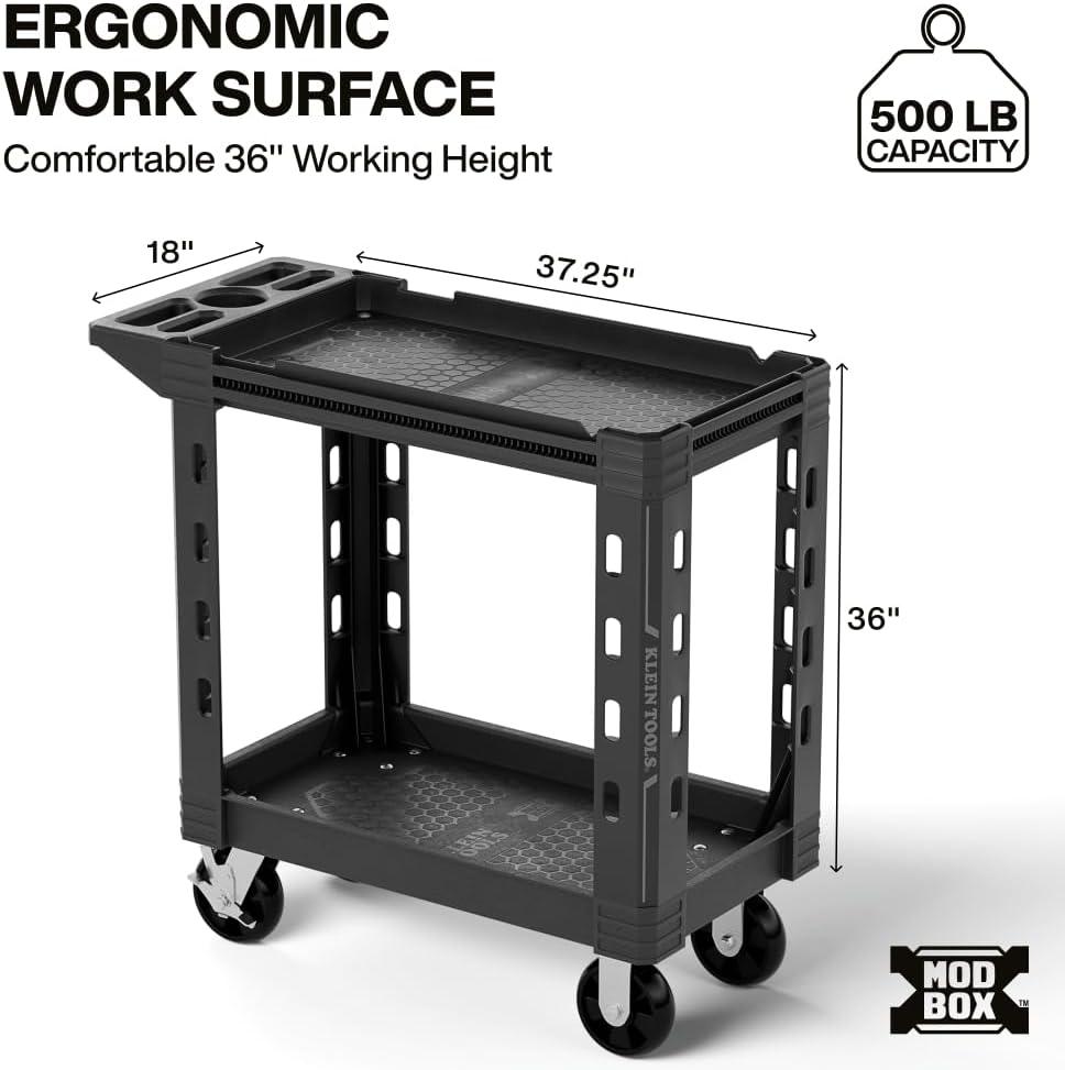 imageKlein Tools 54834MB MODBox Service Utility Cart 18Inch Width 6Inch Wheels Rolling Storage Cart Heavy Duty 500lb Capacity for Office Jobsite or Warehouse