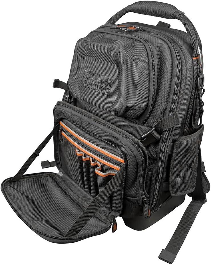imageKlein Tools 55485 Tool Bag Backpack Durable Electrician Backpack with 48 Pockets for Hand Tools Waterproof Bottom Removable Tool Carrier
