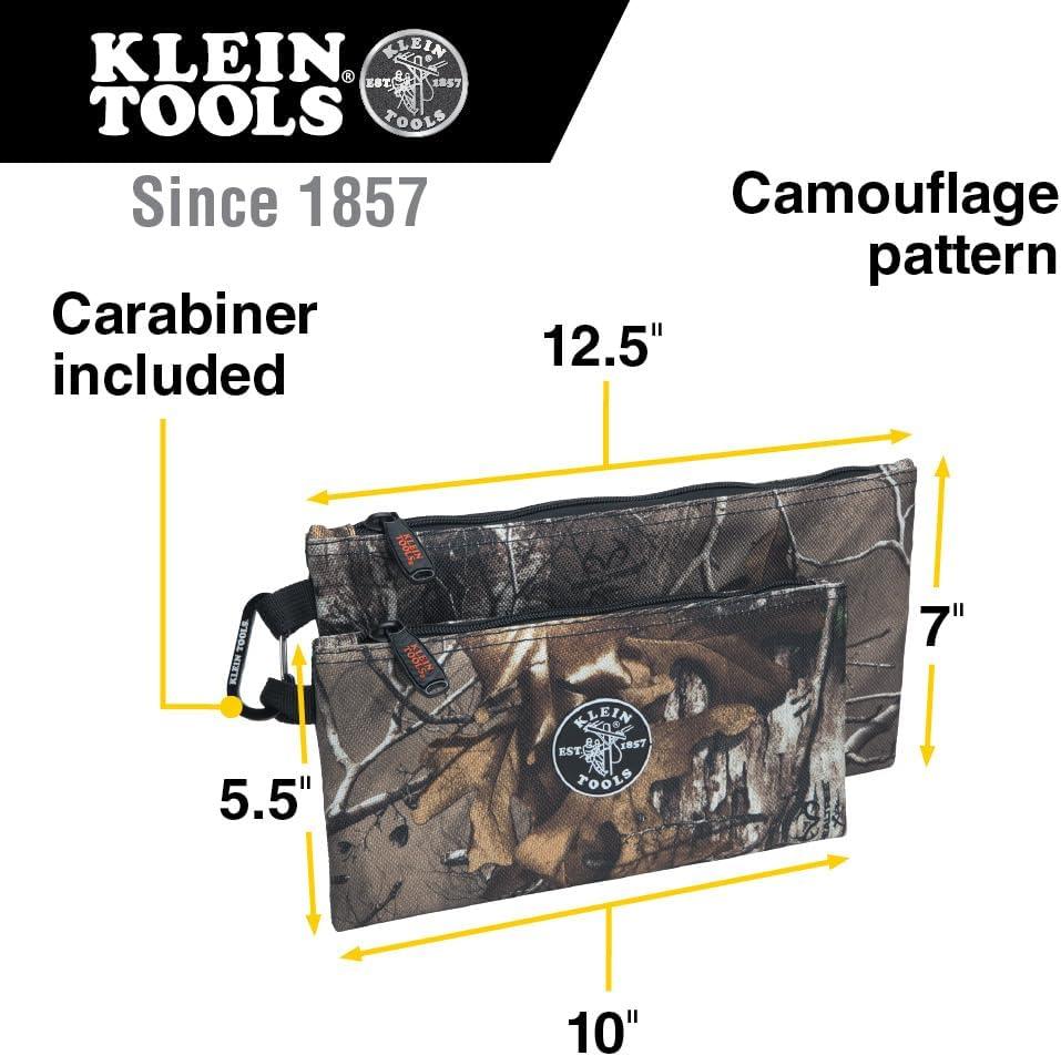 imageKlein Tools 55560 Zipper Bags Camo Bags are 125 and 10Inch 1680d Ballistic Weave Camouflage 2Piece