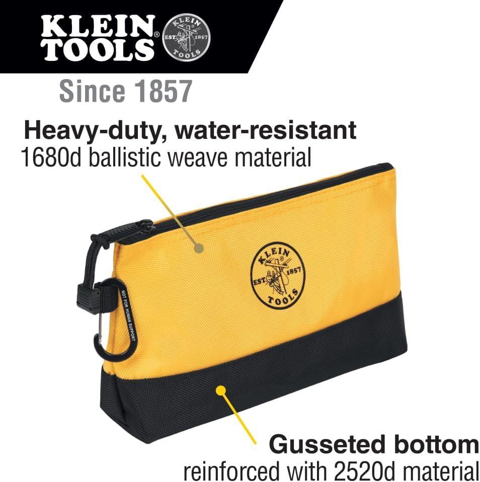 imageKlein Tools 55569 StandUp Zipper Bag Tool Pouch with Carabiners Reinforced Gusseted Bottoms Water Resistant 1680d MultiSize 5PackHOLSTER  SCREWDRIVER 32500HD