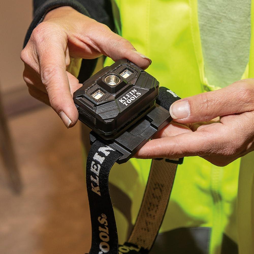 imageKlein Tools 56062 Rechargeable LED Headlamp  Worklight for Klein Hardhats 300 Lumens AllDay Runtime 3 Modes for Work and OutdoorsHeadlamp
