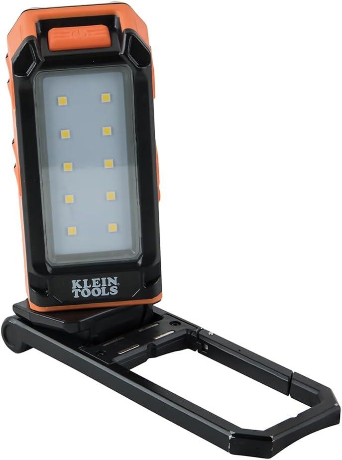 imageKlein Tools 56403 LED Light Rechargeable Flashlight  Worklight with Kickstand Magnetic Mount and Carabiner Charges Small Electronics for Work CampingLED Light