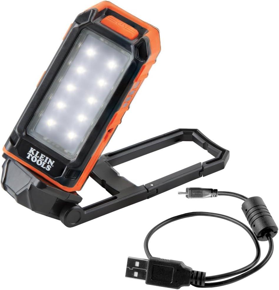 imageKlein Tools 56403 LED Light Rechargeable Flashlight  Worklight with Kickstand Magnetic Mount and Carabiner Charges Small Electronics for Work CampingLED Light