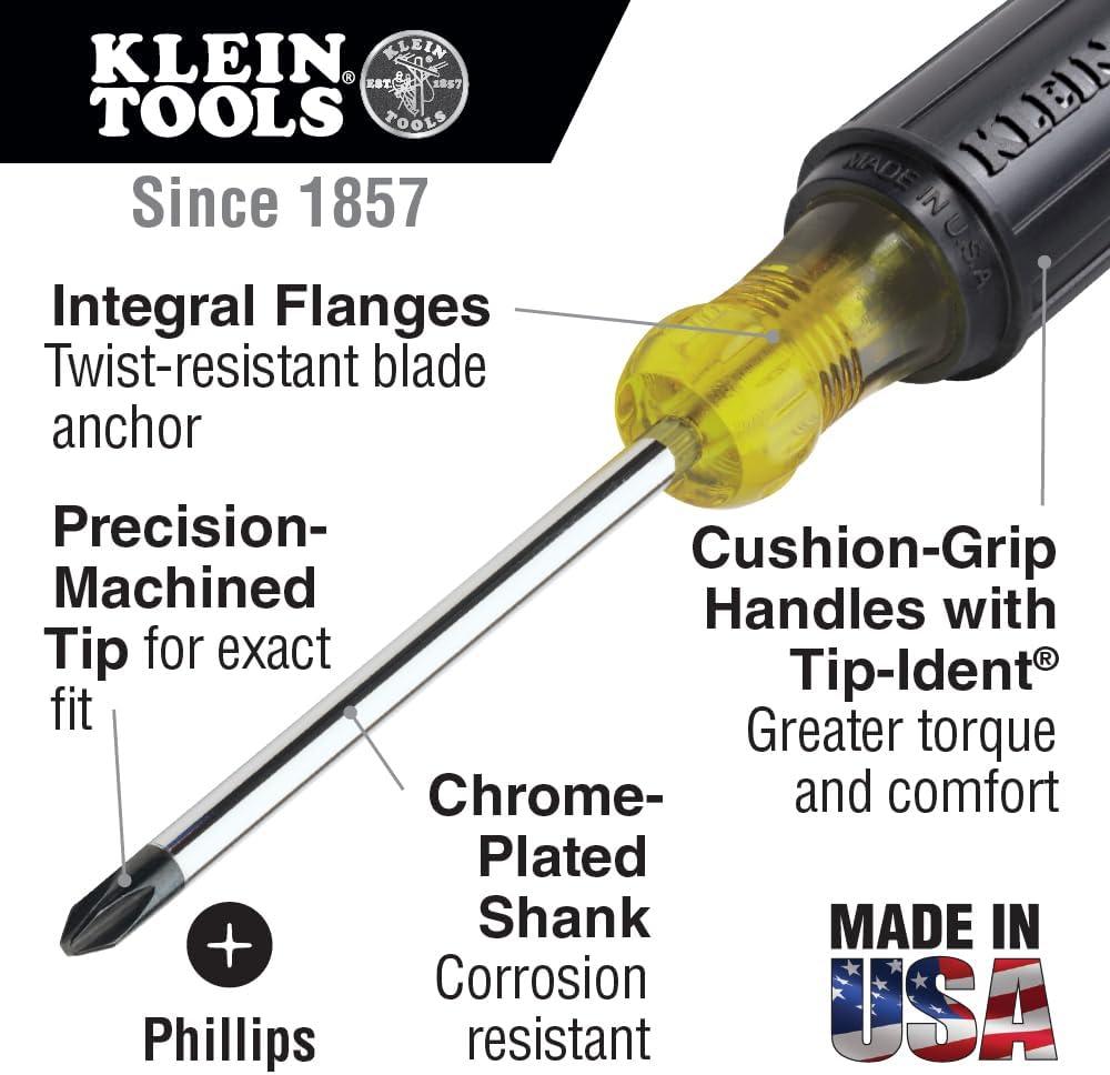 imageKlein Tools 6034 Screwdriver Made in USA 2 Phillips Tip Cushion Grip Precision Machined Electrician Screwdriver Home Improvement4
