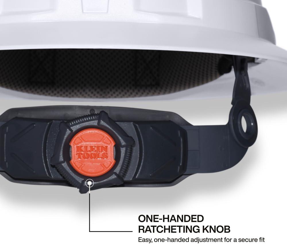 imageKlein Tools 60401T2 Type 2 Hard Hat Vented Full Brim Class C 6Point Suspension with Accessory Mounts and Washable PaddingHard Hat