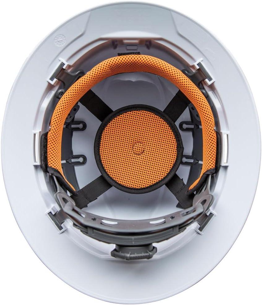 imageKlein Tools 60407 Hard Hat Light Vented Full Brim Style Padded SelfWicking OdorResistant Sweatband WhiteHard Hat wRechargeable Light