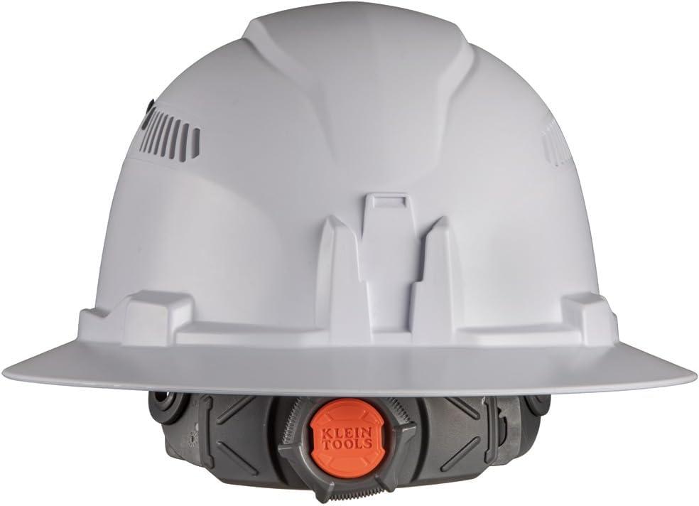 imageKlein Tools 60407 Hard Hat Light Vented Full Brim Style Padded SelfWicking OdorResistant Sweatband WhiteHard Hat wRechargeable Light