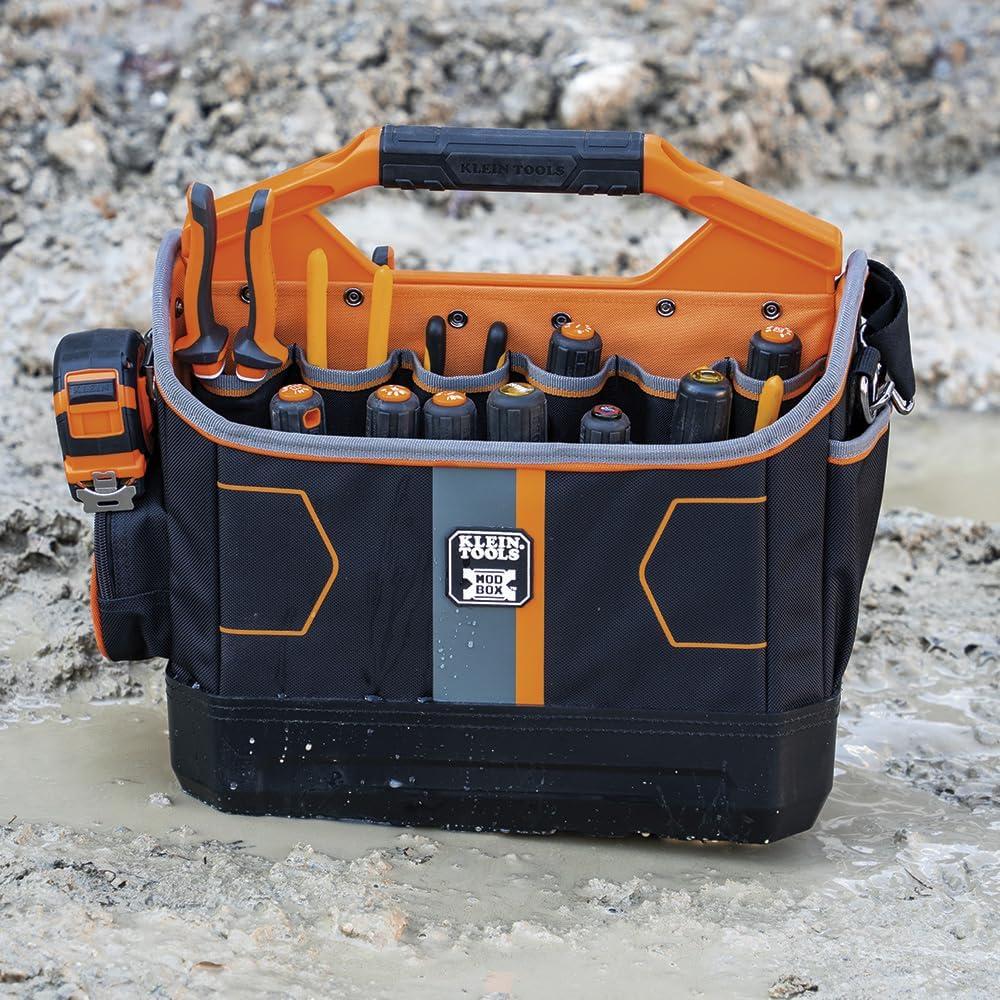 imageKlein Tools 62202MB MODbox Tool Tote Part of the MODbox Mobile Workstation 33 Pockets Ample Tool Storage Zipper Pocket for Small ItemsBOX