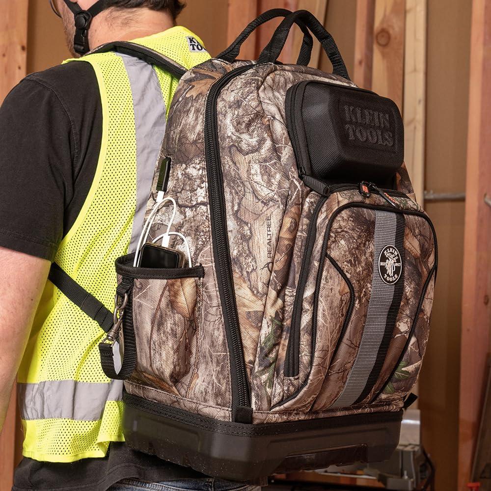 imageKlein Tools 62800BP Backpack Tool Bag Tradesman Pro ExtraLarge 40Pocket Electrician Jobsite Backpack with Molded Bottom Charging PortFullsize Camo