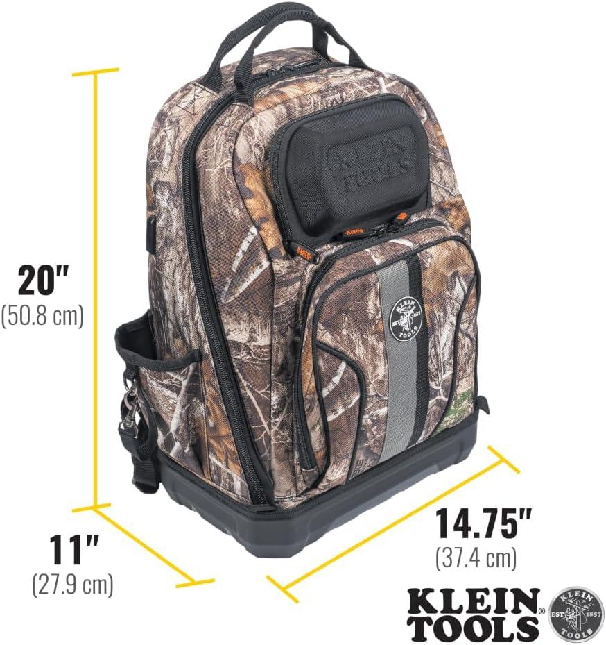 imageKlein Tools 62800BP Backpack Tool Bag Tradesman Pro ExtraLarge 40Pocket Electrician Jobsite Backpack with Molded Bottom Charging PortFullsize Camo