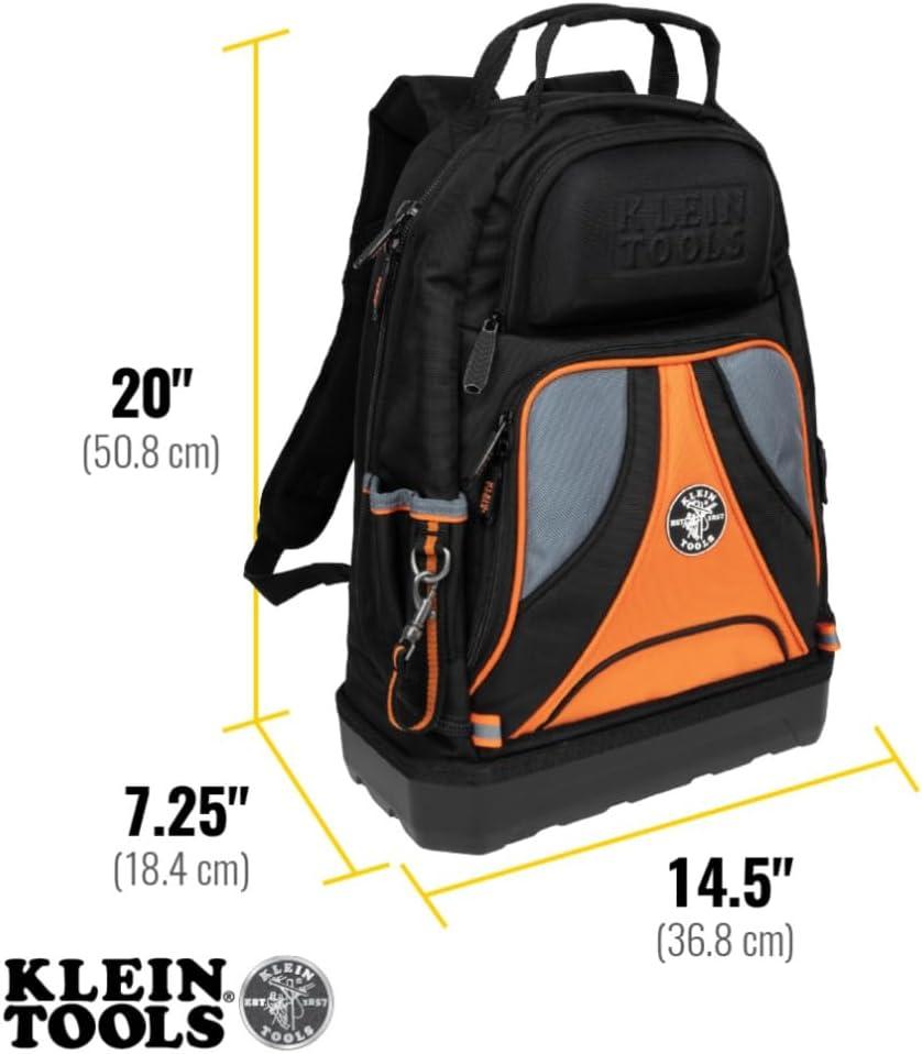 imageKlein Tools 62800BP Backpack Tool Bag Tradesman Pro ExtraLarge 40Pocket Electrician Jobsite Backpack with Molded Bottom Charging PortLow Profile
