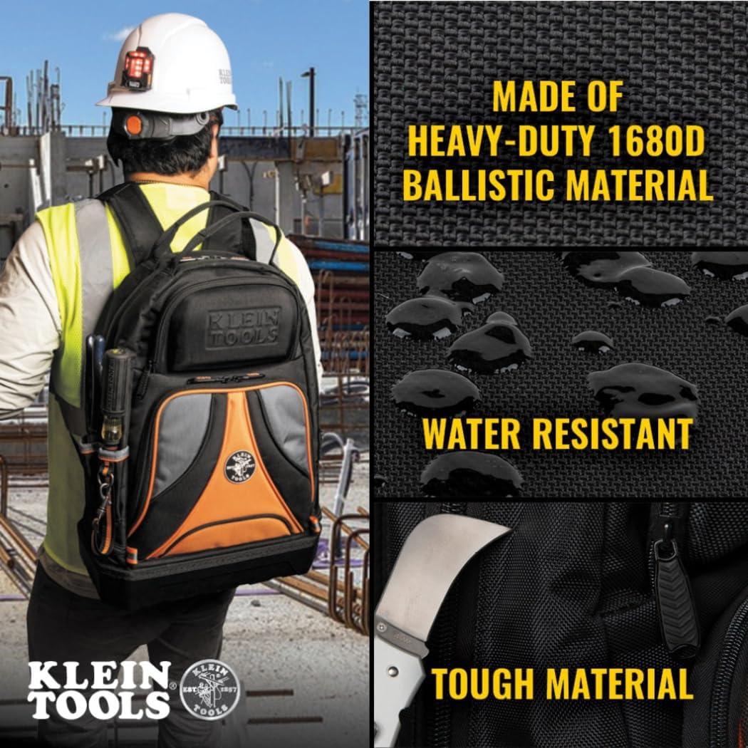imageKlein Tools 62800BP Backpack Tool Bag Tradesman Pro ExtraLarge 40Pocket Electrician Jobsite Backpack with Molded Bottom Charging PortLow Profile
