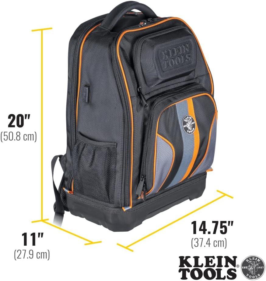 imageKlein Tools 62805BPTECH 28Pocket Laptop Backpack Tool Bag Tradesman Pro ExtraLarge Tech Tool Backpack with Molded Bottom Charging PortBackpack