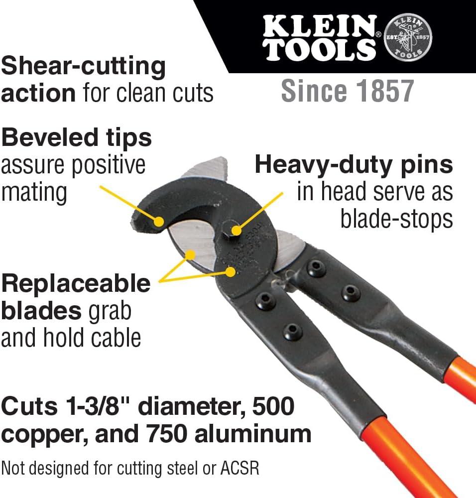 imageKlein Tools 63041 Standard Cable Cutter 25Inch Made in USA