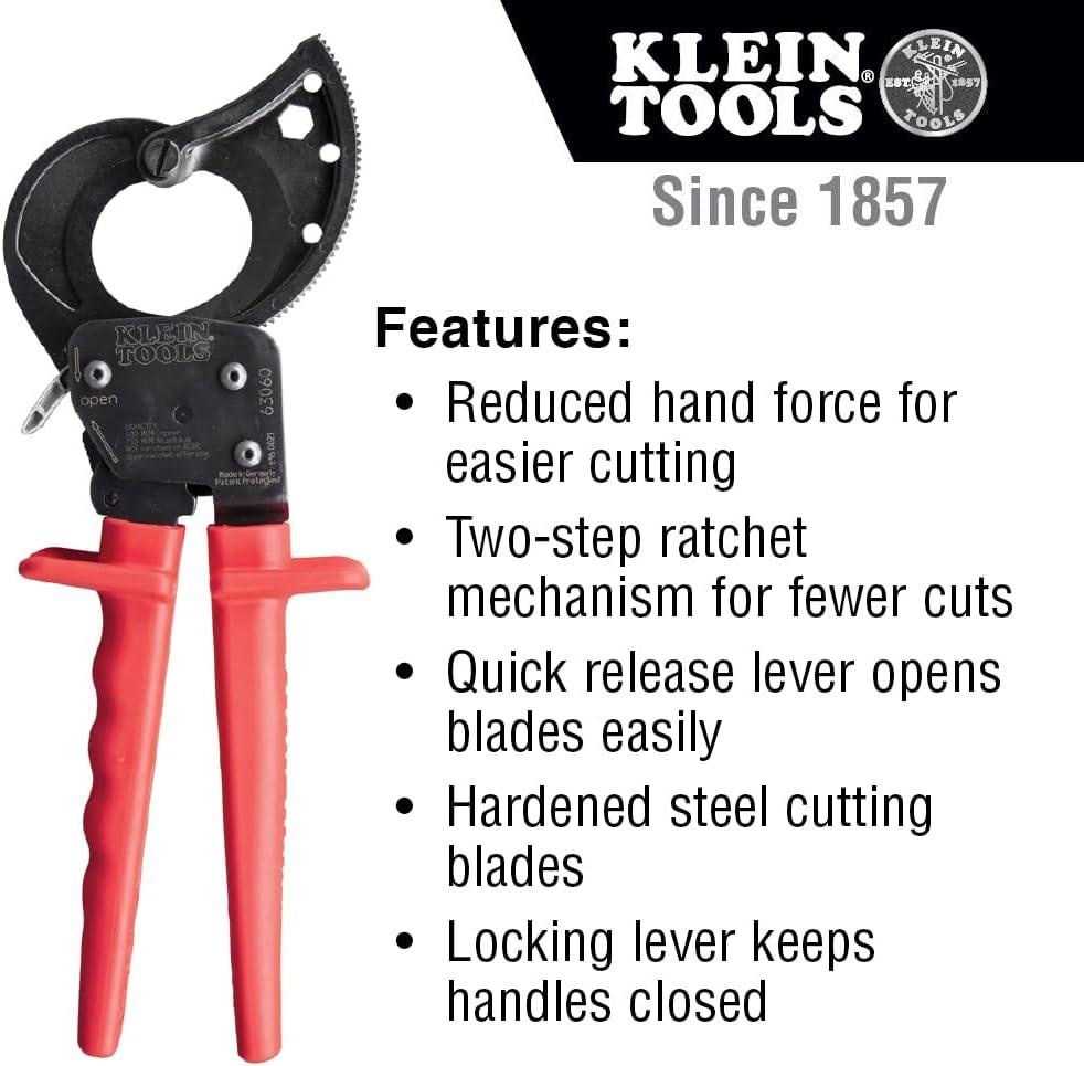 imageKlein Tools 63711 Wire Cable Cutter with Open Front Loading Jaws Cuts 600 MCM Copper 750 MCM Aluminum600 MCM Copper750MCM Aluminum