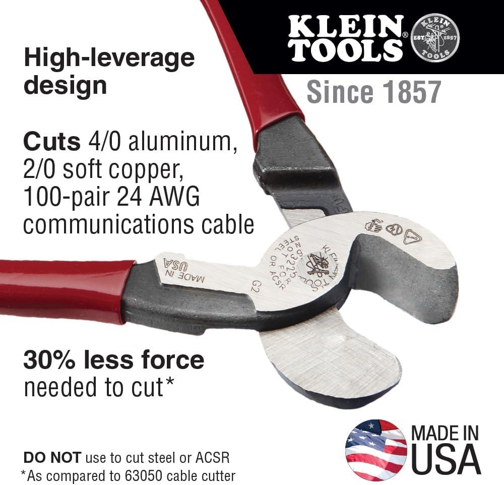 imageKlein Tools 63711 Wire Cable Cutter with Open Front Loading Jaws Cuts 600 MCM Copper 750 MCM Aluminum600 MCM Copper750MCM Aluminum