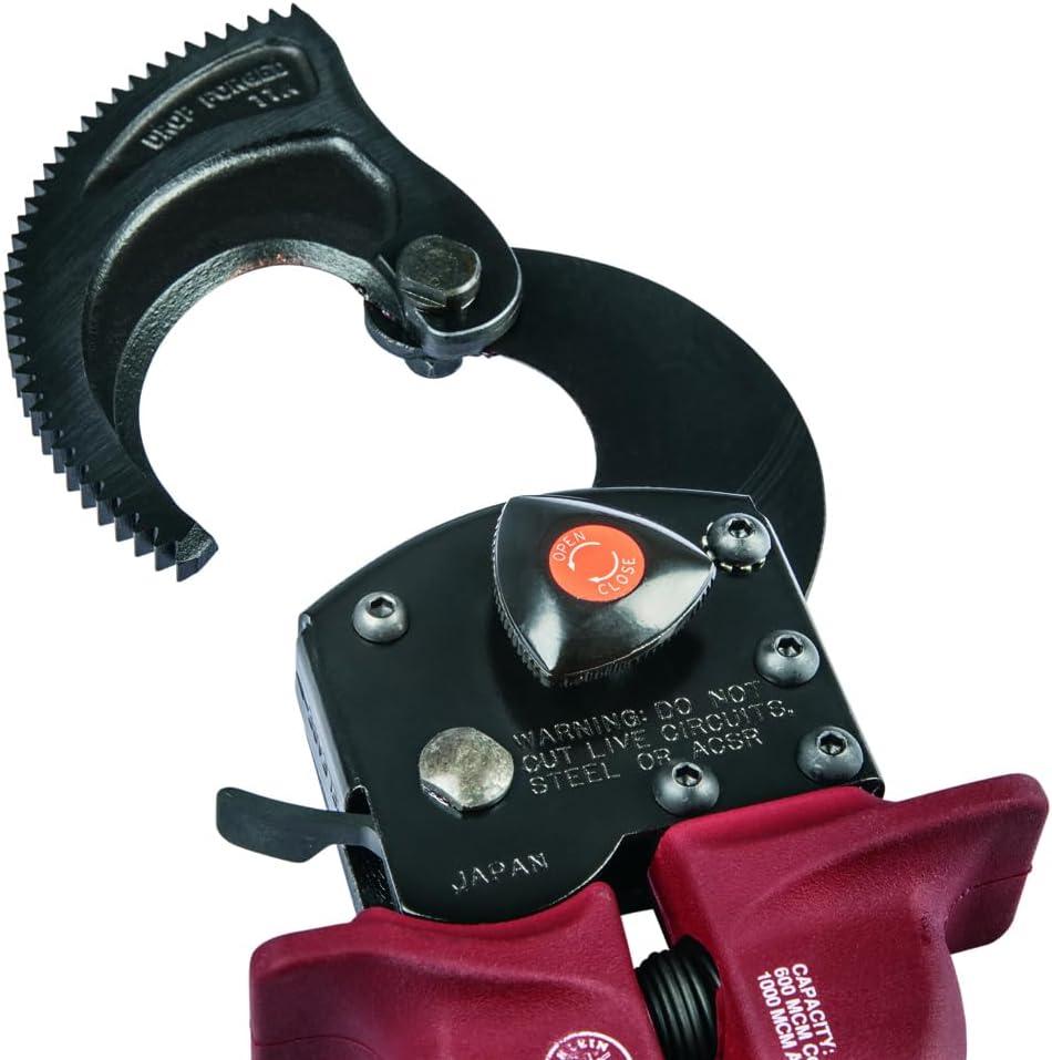 imageKlein Tools 63711 Wire Cable Cutter with Open Front Loading Jaws Cuts 600 MCM Copper 750 MCM AluminumCompact