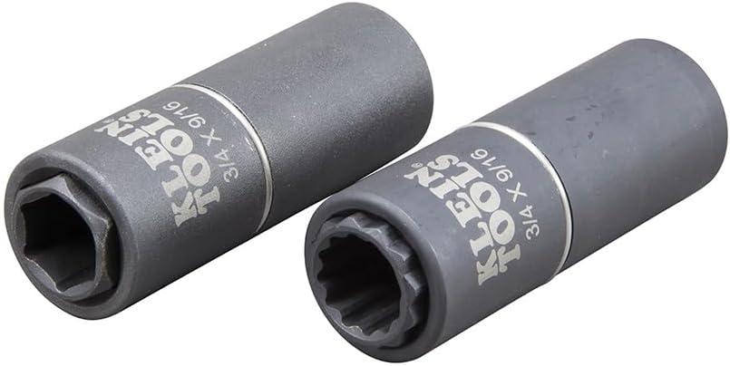 imageKlein Tools 66001 2in1 Impact Socket Sizes 34Inch and 916Inch Hex 12Point Deep Socket Wrench with 12Inch Drive12Point