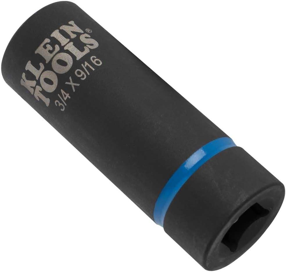 imageKlein Tools 66001 2in1 Impact Socket Sizes 34Inch and 916Inch Hex 12Point Deep Socket Wrench with 12Inch Drive6Point