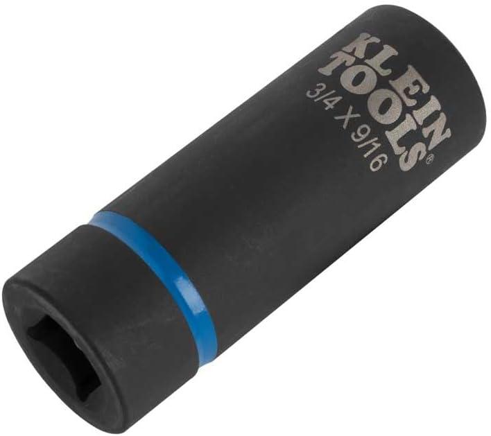 imageKlein Tools 66001 2in1 Impact Socket Sizes 34Inch and 916Inch Hex 12Point Deep Socket Wrench with 12Inch Drive6Point