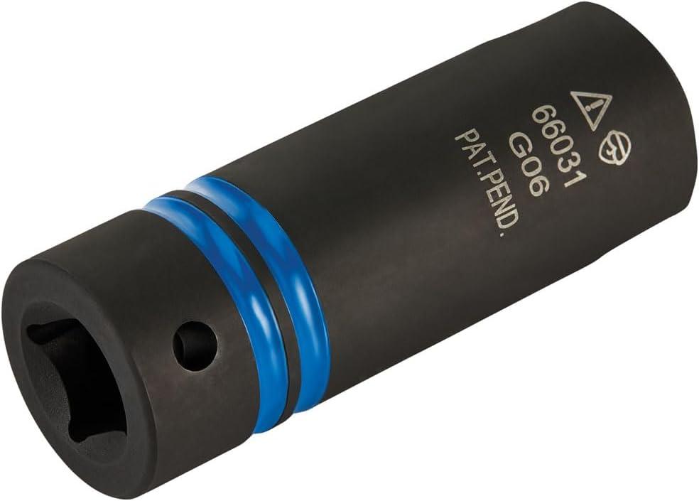 imageKlein Tools 66031 3in1 Slotted Impact Socket 12Point Deep Sockets Coaxial Spring Loaded 34 and 916Inch Hex Sizes 12Inch DriveSocket