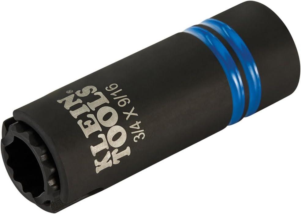 imageKlein Tools 66031 3in1 Slotted Impact Socket 12Point Deep Sockets Coaxial Spring Loaded 34 and 916Inch Hex Sizes 12Inch DriveSocket