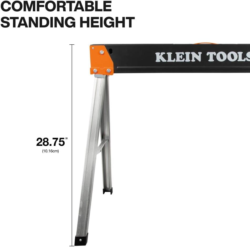 imageKlein Tools 66187 Folding Saw Horse Heavy Duty Legs Metal Saw Horse for Woodworking Carpenters Contractors 2Pack