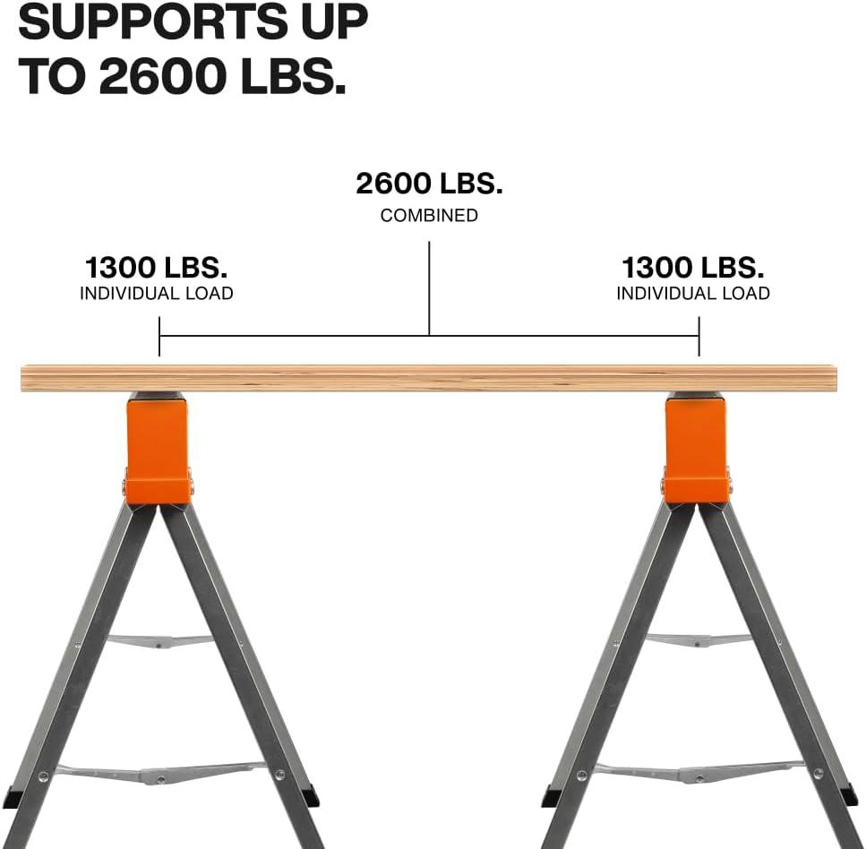 imageKlein Tools 66187 Folding Saw Horse Heavy Duty Legs Metal Saw Horse for Woodworking Carpenters Contractors 2Pack