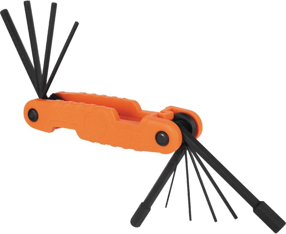imageKlein Tools 70550 Hex Wrench Key Set 11 SAE Sizes Heavy Duty Folding Allen Wrench Tool with Extra Long Hex Keys10Key Metric