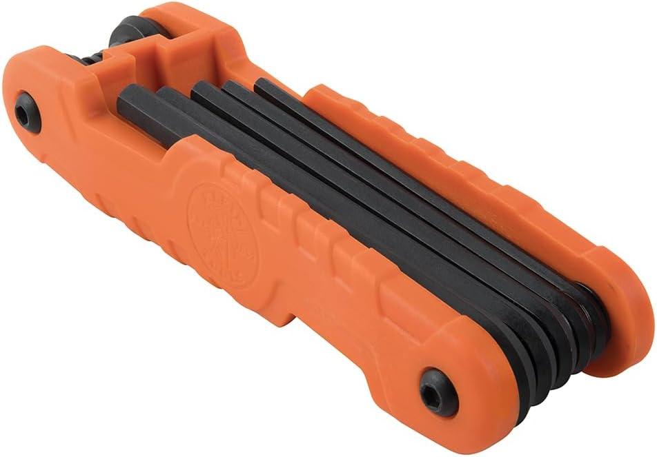 imageKlein Tools 70550 Hex Wrench Key Set 11 SAE Sizes Heavy Duty Folding Allen Wrench Tool with Extra Long Hex Keys11Key SAE