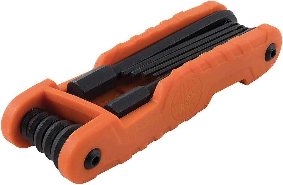 imageKlein Tools 70550 Hex Wrench Key Set 11 SAE Sizes Heavy Duty Folding Allen Wrench Tool with Extra Long Hex Keys11Key SAE