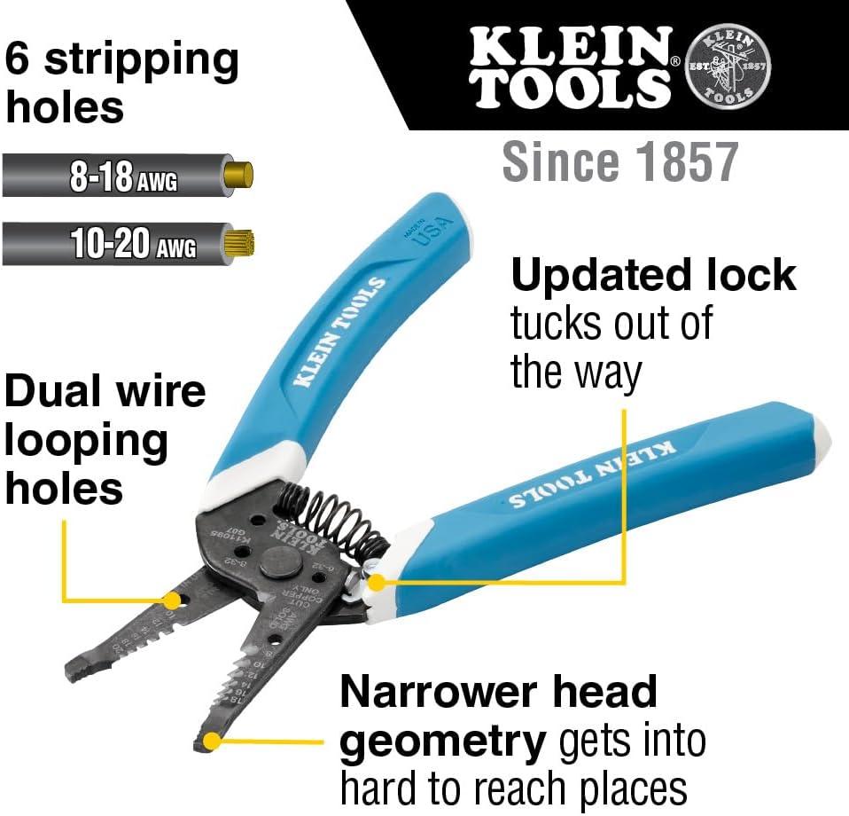 imageKlein Tools 80080 Hand Tool Kit includes 2 Screwdrivers Made in USA 3 Pliers Wire Stripper and Cutter for Electricians 6PieceElectrician Tool Kit