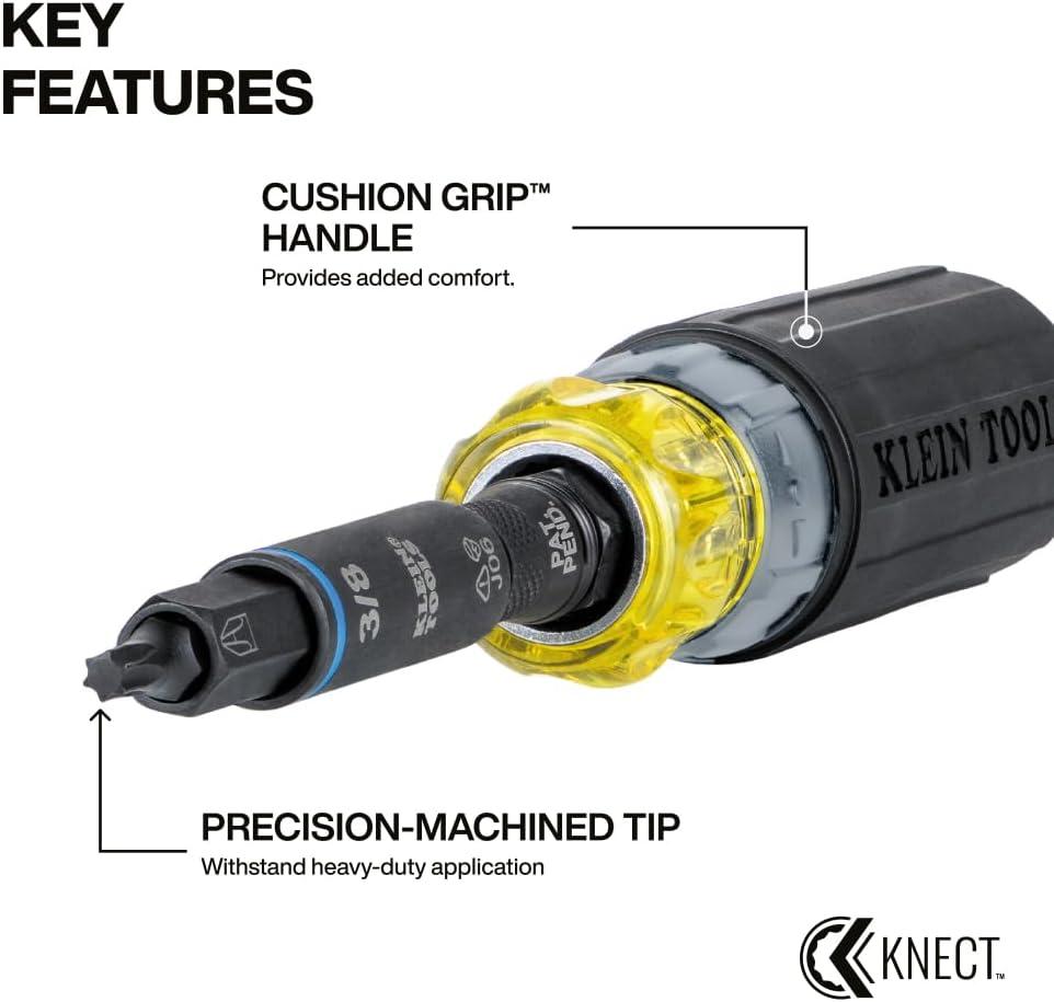 imageKlein Tools 80191 KNECT S ImpactRated MultiBit Screwdriver Set 11in1 and 7in1 Ratcheting Drivers with Phillips Slotted Square Torx Tips Nut Drivers Stubby Driver