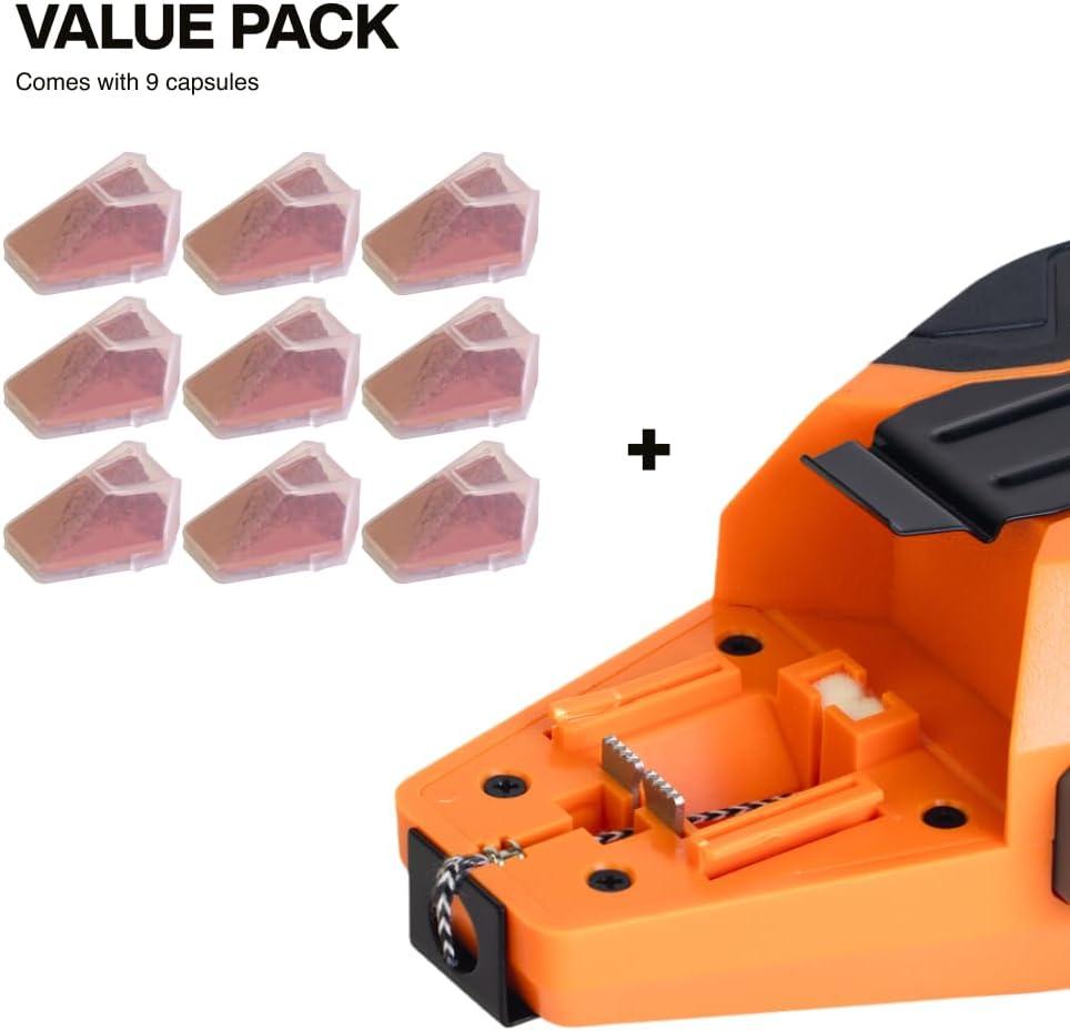 imageKlein Tools 80193 Chalk Line Tool and Red Capsules Kit 50Foot AutoRetracting Reel MessFree Refill Includes Nine 12Oz Red Chalk Capsules