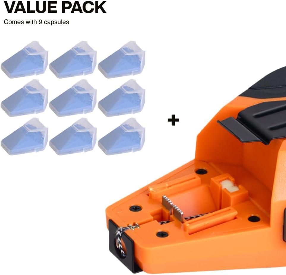 imageKlein Tools 80194 Chalk Line Tool and Blue Capsules Kit 50Foot AutoRetracting Reel MessFree Refill Includes Nine 12Oz Blue Chalk Capsules