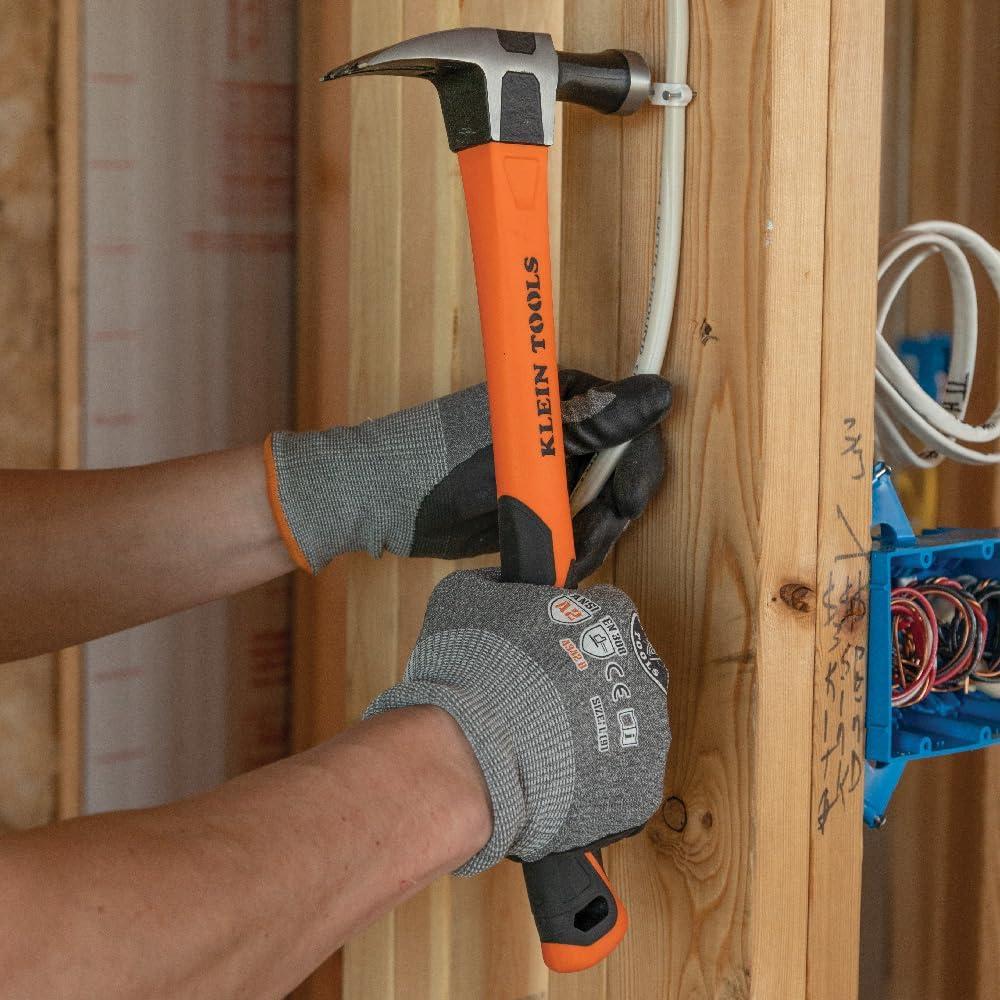 imageKlein Tools 83226 Linemans 26Ounce Claw Milled Hammer Fiberglass Handle Heavy Duty for Utility Poles Milled Face High Visibility Orange18 oz