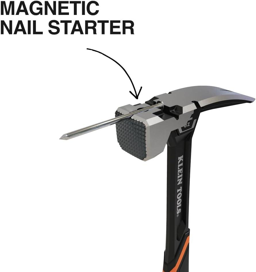imageKlein Tools 83226 Linemans 26Ounce Claw Milled Hammer Fiberglass Handle Heavy Duty for Utility Poles Milled Face High Visibility Orange22 oz