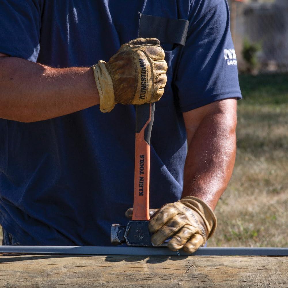 imageKlein Tools 83226 Linemans 26Ounce Claw Milled Hammer Fiberglass Handle Heavy Duty for Utility Poles Milled Face High Visibility Orange26 oz