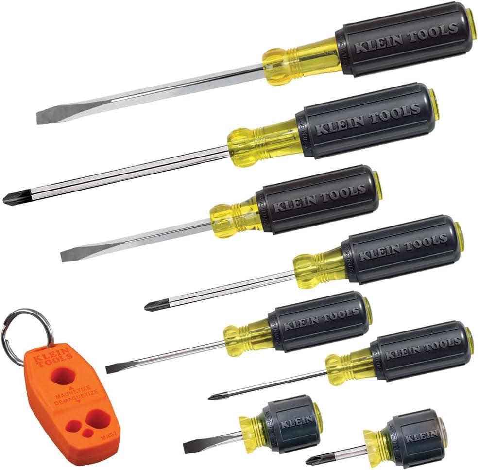 imageKlein Tools 85148 Screwdriver Set with Magnetizer  Demagnetizer for Magnetic Tips Flathead and Phillips Home Improvement 9Piece16Piece Screwdriver Set