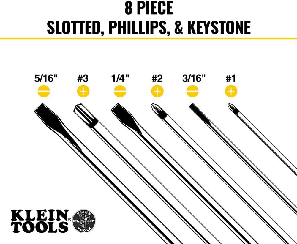 imageKlein Tools 85148 Screwdriver Set with Magnetizer  Demagnetizer for Magnetic Tips Flathead and Phillips Home Improvement 9Piece8Piece Screwdriver Set