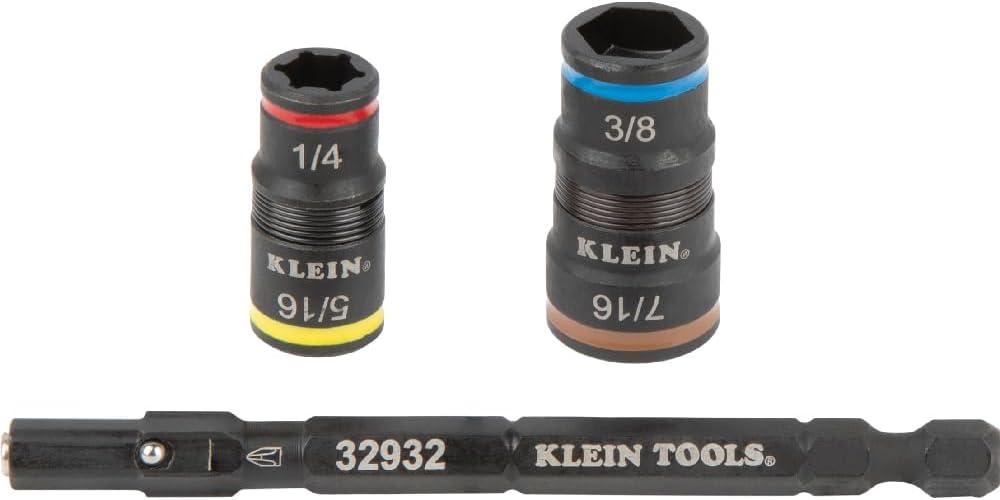 imageKlein Tools 85515HD 3Piece Tool Set MiniRatchet 12in1 Impact Stubby MultiBit Driver and 5in1 SAE Impact Socket Set Tools for Tight Spaces