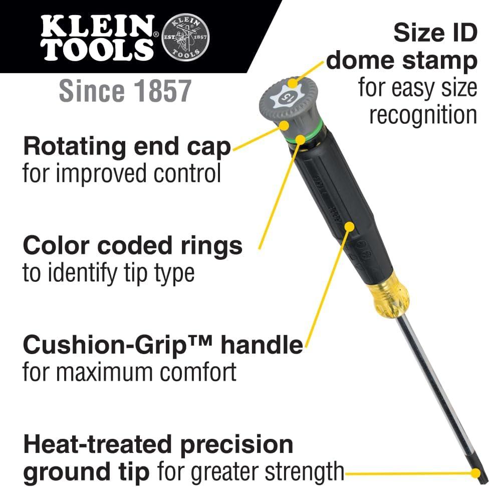 imageKlein Tools 85617 Mini Precision Screwdriver Set Slotted Phillips TORX CushionGrip Handles Ideal for Terminal Blocks ElectronicsScrewdriver Set  Screwdriver Set