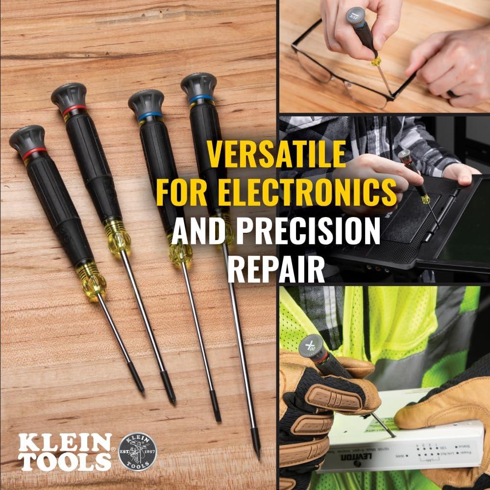 imageKlein Tools 85617 Mini Precision Screwdriver Set Slotted Phillips TORX CushionGrip Handles Ideal for Terminal Blocks ElectronicsScrewdriver Set