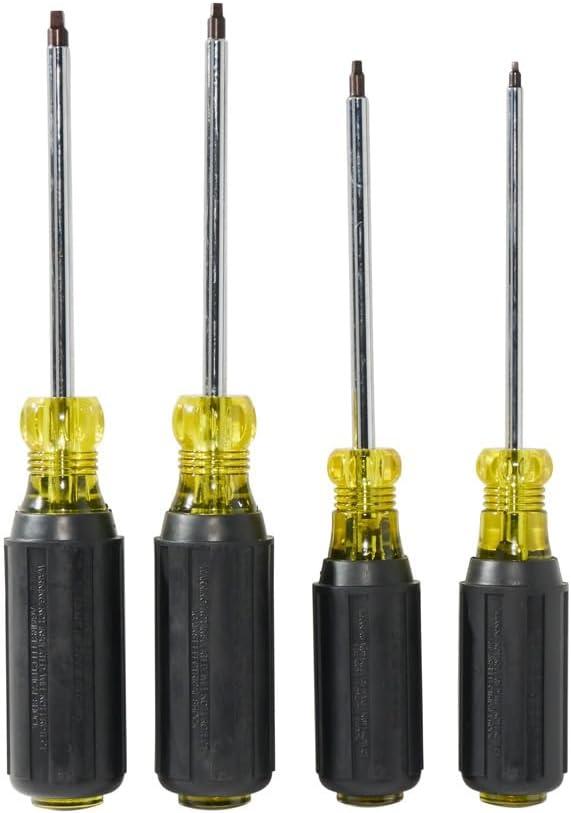 imageKlein Tools 85664 Screwdriver Set Made in USA Square Recess with Color Coded Handles and Heat Treated Chrome Plated Shafts 4Piece