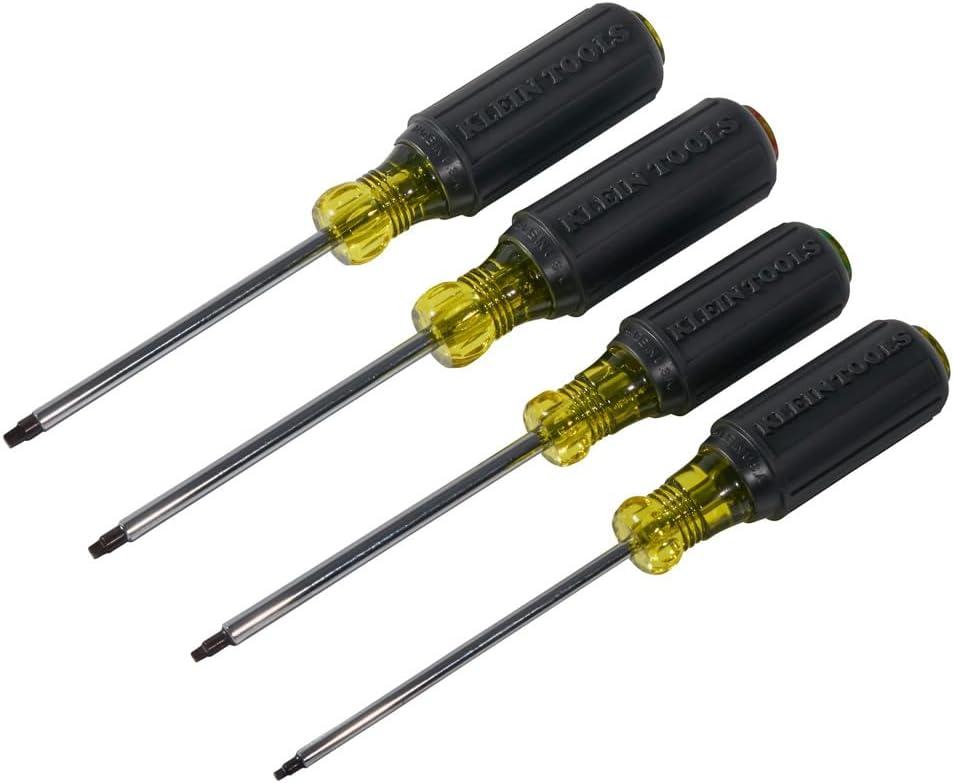 imageKlein Tools 85664 Screwdriver Set Made in USA Square Recess with Color Coded Handles and Heat Treated Chrome Plated Shafts 4Piece