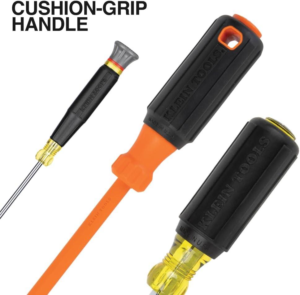 imageKlein Tools 85850 9Piece Electrician Tool Set with 3 Phillips 3 Slotted Drivers 1 ScrewHolding Driver 2 Insulated Drivers  Phillips and Square CushionGrip Handle9Piece